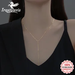 TrustDavis Real 925 Sterling Silver Fashion Sweet Tassel Beads Chain Necklace For Women Wedding Party Fine S925 Jewelry DA2482