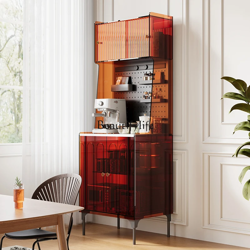 

Acrylic rock slab dining side cabinet modern simple integrated restaurant storage high cabinet tea coffee cabinet