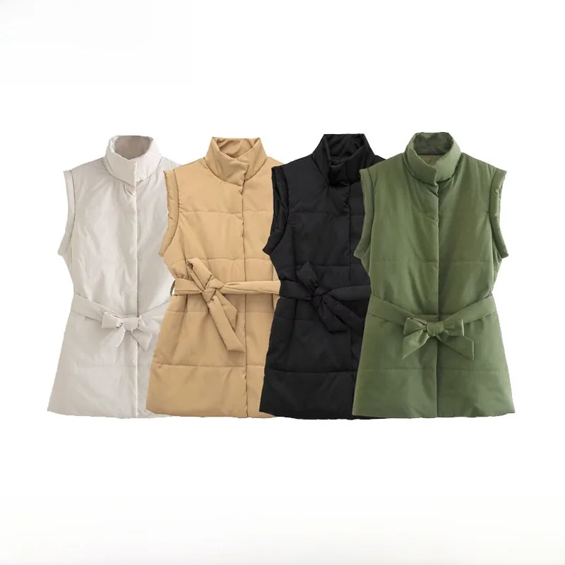 Early Autumn New Arrival Women's Fashion Simple Pure Color Cotton Vest Heart Shaping ZR Style Mid-Length Zipper Outerwear
