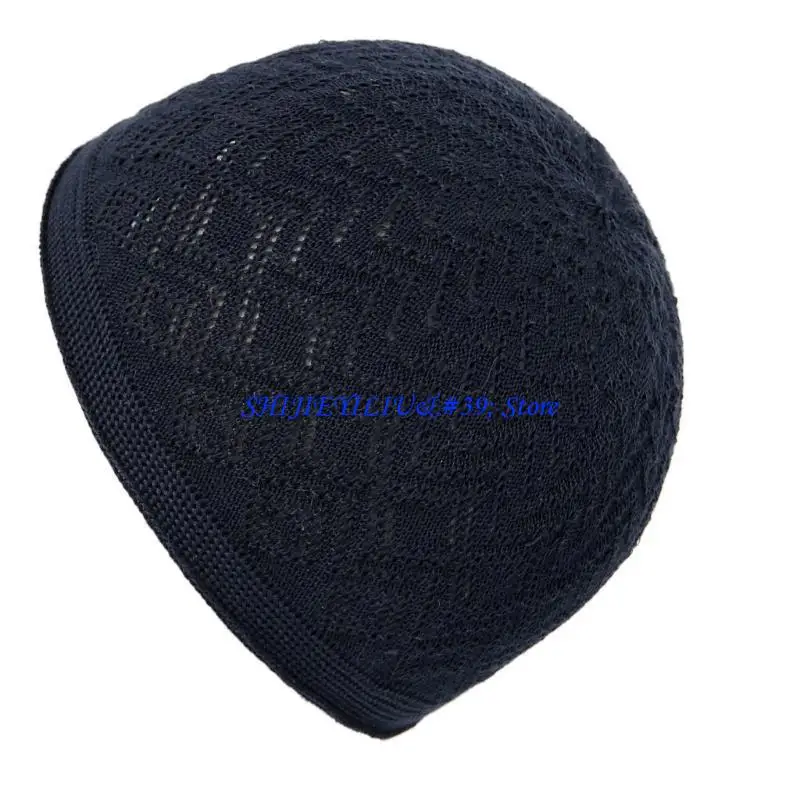 E21F Teen Hollow out Islamic Breathable Protecting Casual Knit Kufi for Adult