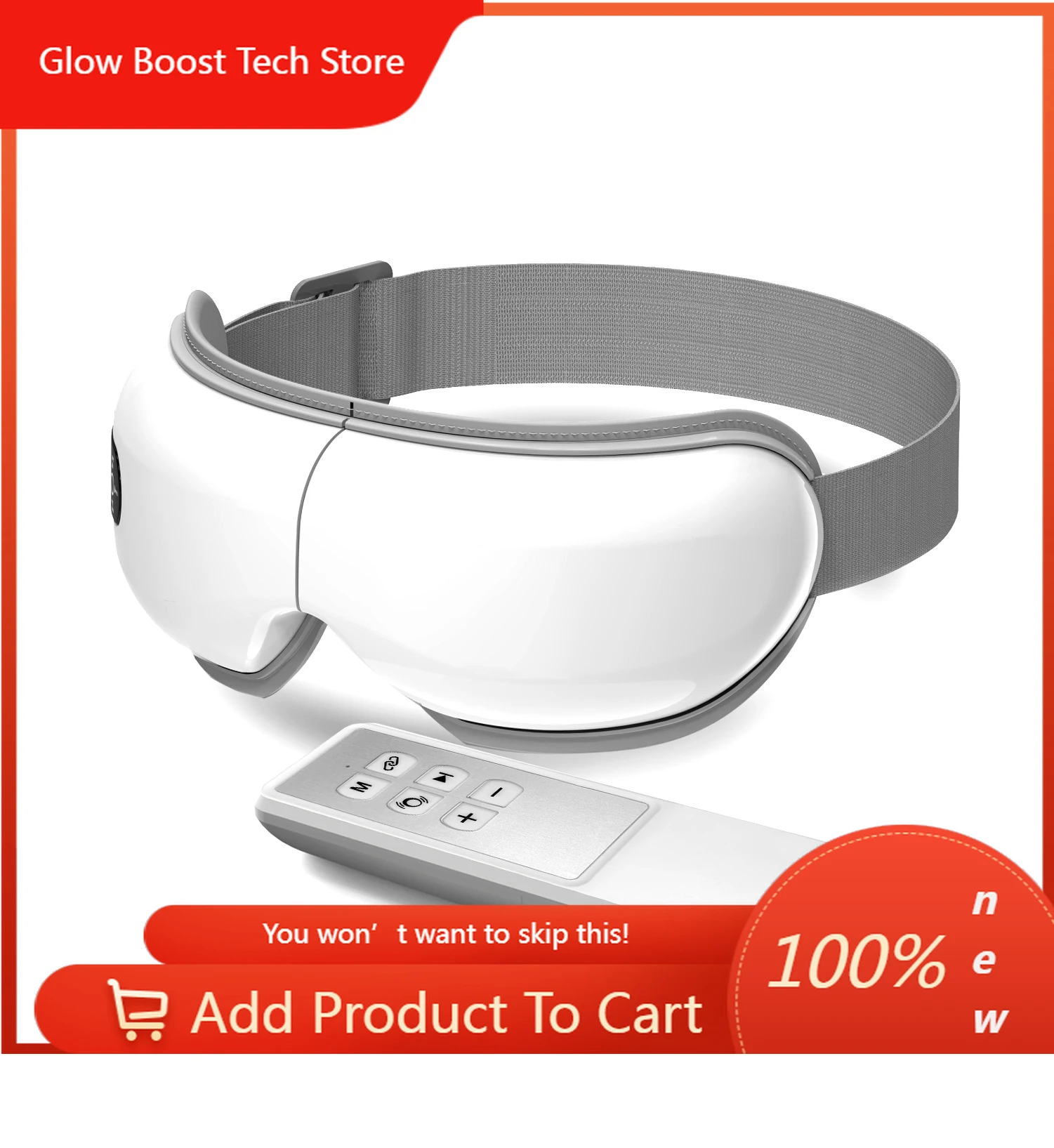 NYSmart Library Foldable Wireless Eye Massager With Optional Music Graphene Heating & Air Pressure Remote Control Included