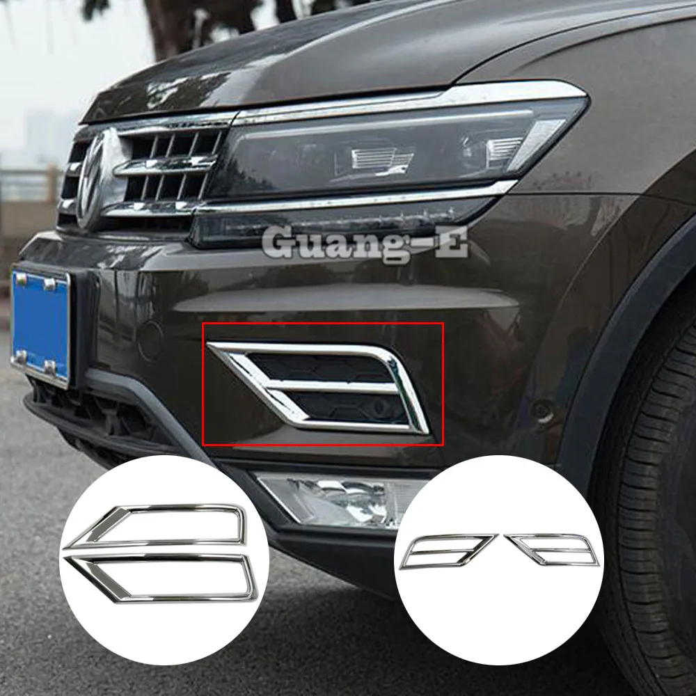 Car Head Front Fog Light Lamp Frame For Volkswagen VW Tiguan L MK2 2016 2017 2018 2019 2020 ABS Chrome Trim Panel Cover 2pcs