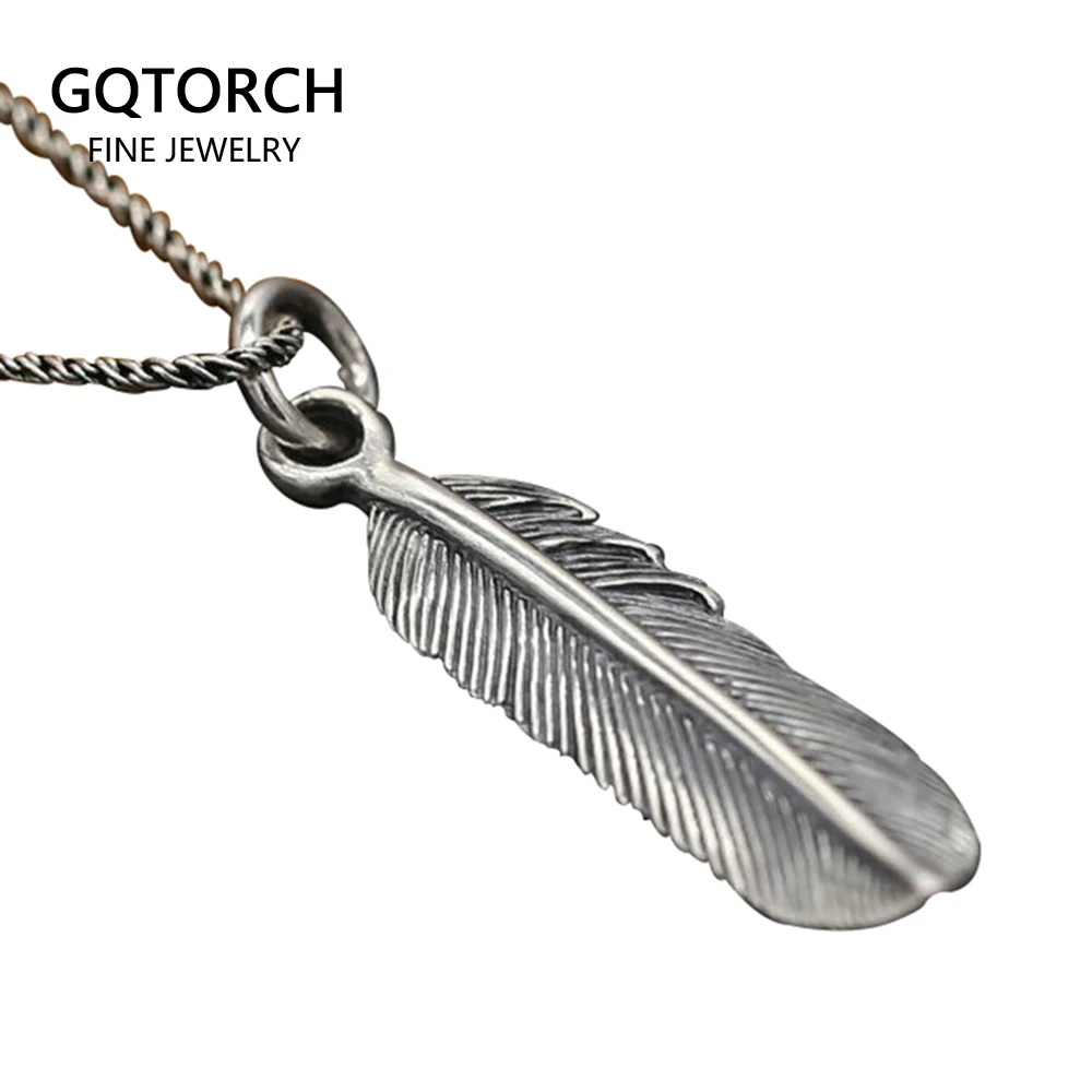 

Real 925 Sterling Silver Wing Pendant Retro Vintage Type Eagle Feather Pendants For Men And Women Best Friends Lover Couple