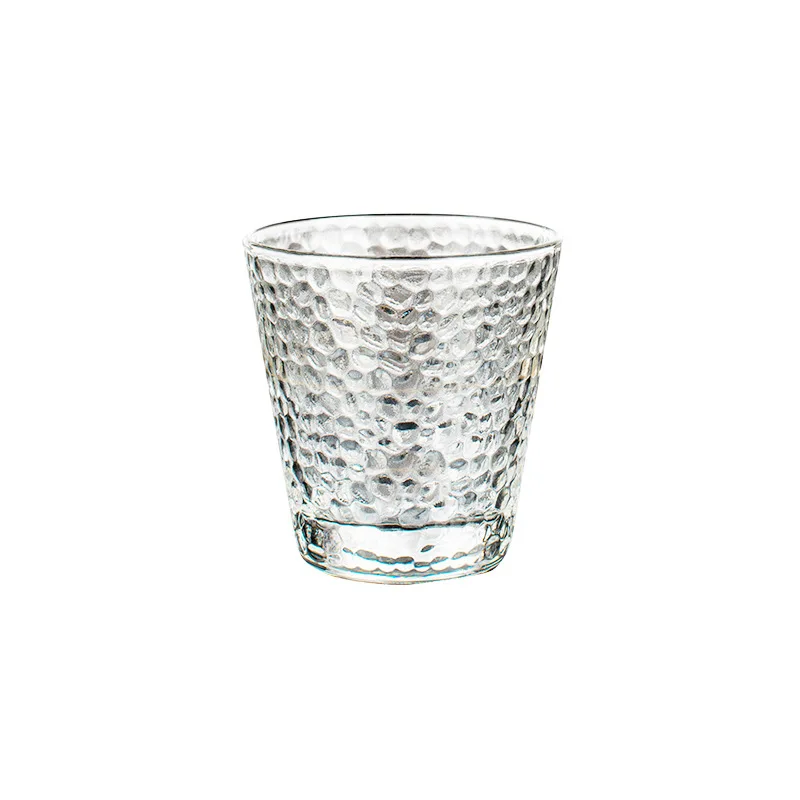 Transparent Glass Water Cup for Women Drinkware Heat-resistant Transparent Gold Edged Tea Cup Household Hammer Pattern Glass Cup