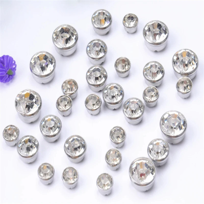 144Pcs Rhinestones Beads Claw Setting 4/5/6/8/10mm Stone Clear Crystal Round Strass for Wedding Dress Sew On Shoes Bags Garment