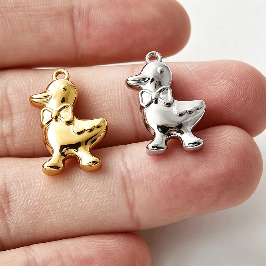 6pcs Stainless Steel Charms Duck Wolf Elephant Fish Shark Monkey Beads Pendant For Women DIY Jewelry Bracelets Necklace Earrings