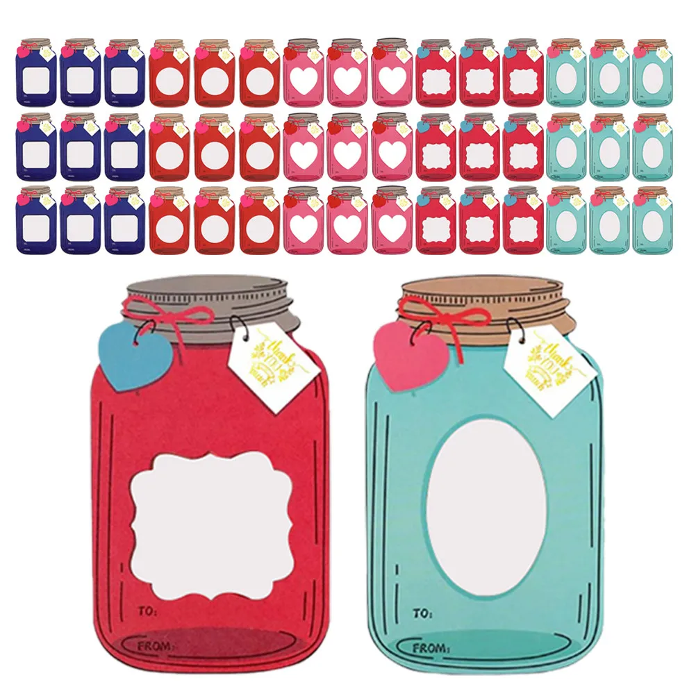 

50 Sets Mason Jar Valentines Cards Kraft Paper Candy Holder Cards Kindergarten Graduation Teacher Appreciation Favors