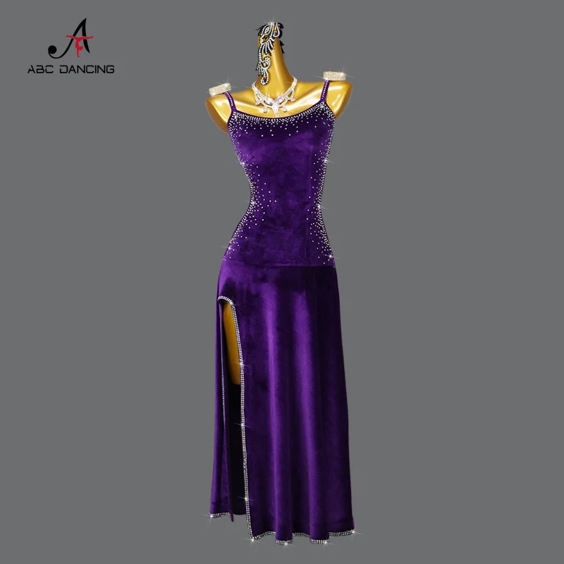 Vestido longo de dança latina feminino, vestido de formatura, fantasia de palco, competição Midi Suit, festas, roupas de samba, festa elegante, 2020, linha