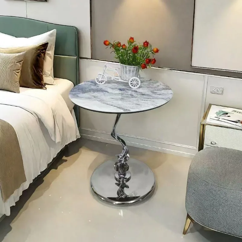 

Modern Italian microcrystalline stone light corner bedroom balcony bedside storage small round table