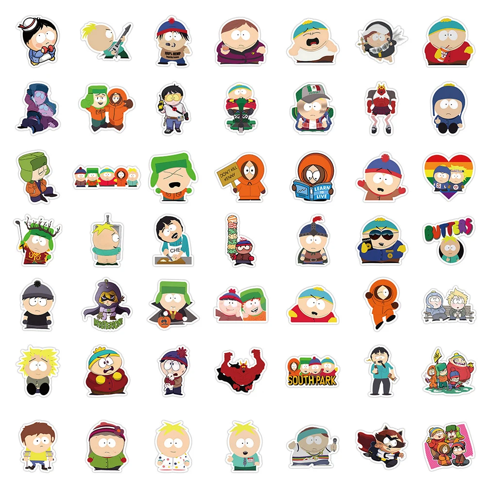 10/30/50/100pcs Funny Anime SouthPark Stickers Cool Cartoon Decals Toys DIY Scrapbook Luggage Phone Fridge Cute Sticker for Kids