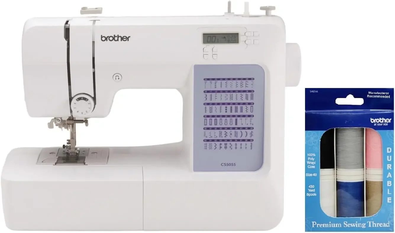 Computerized Sewing Machine 60 Built-in Stitches, LCD Display 7 Included Feet and 6-Piece Premium Sewing Thread Pack