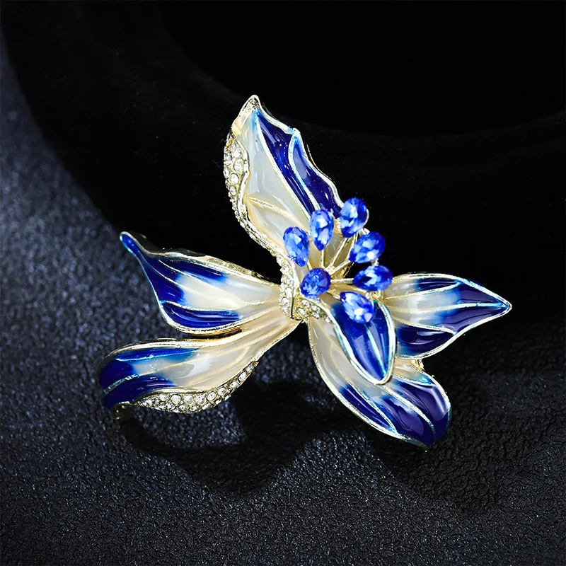 ✰✪Fashion Temperament Enamel Iris Flower Brooches For Women Clothing Coat Jewelry Accessries