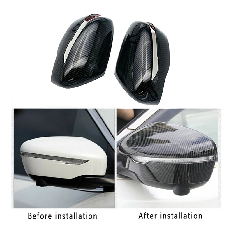 Carbon Fiber Rearview Mirror Cover + Exterior Outside Door Handle Cover Trim For Nissan Rogue TIIDA X-TRAIL Maxima Kicks