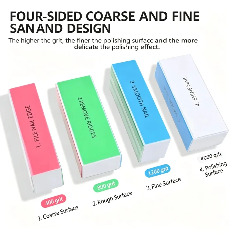 2/4pcs 4 Way Nail Buffer Block Multi-Sided Nail Polishing Sanding Block Professional Manicure Nail File Tool for  Home Salon Use