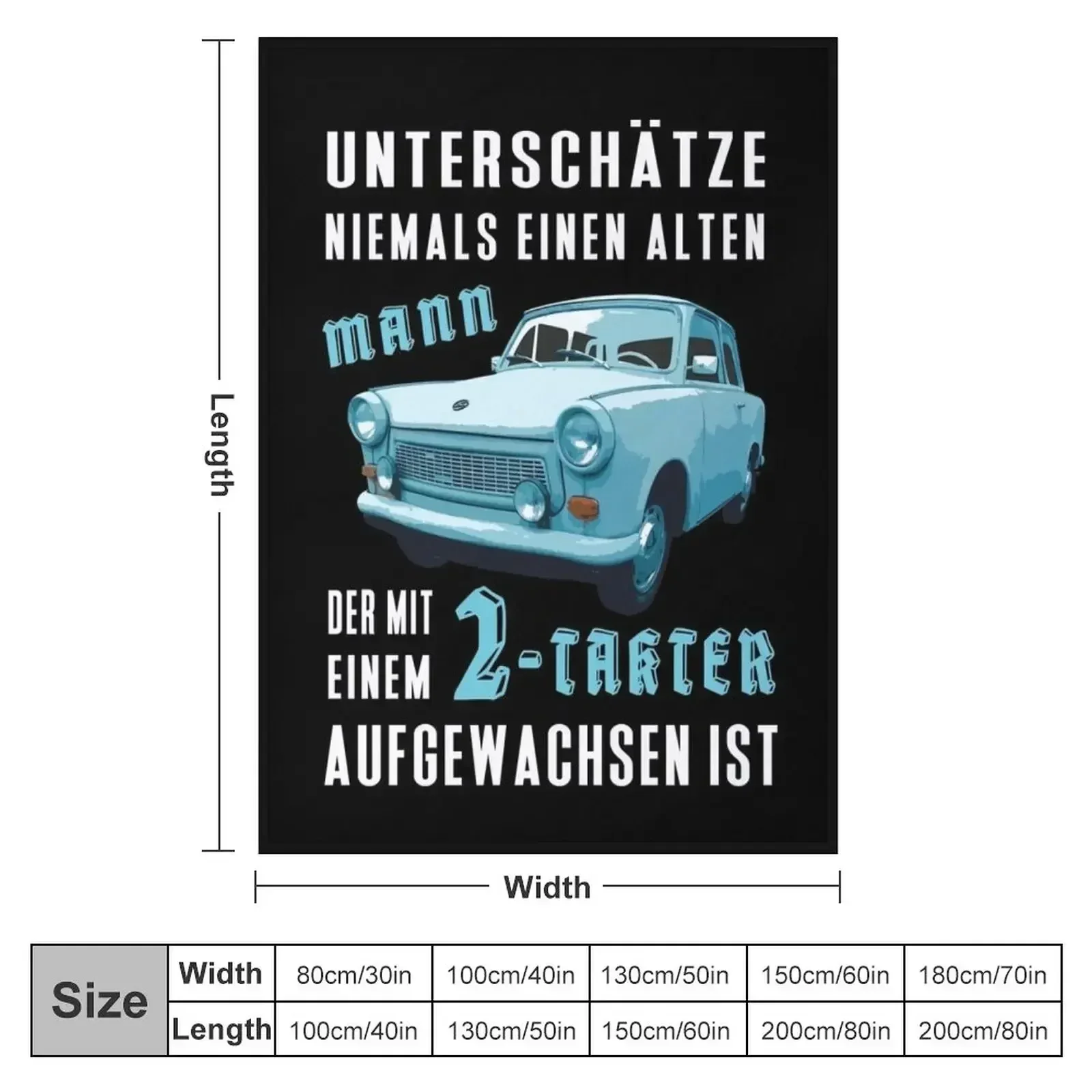 GDR Trabant car saying: Never underestimate old man with Trabi - East Germany gift Throw Blanket Plush Designers Blankets