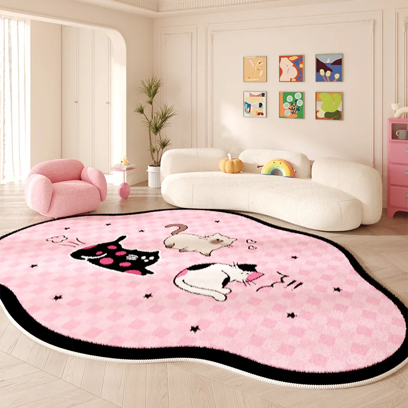

Irregular Shape Bedroom Decor Pink Carpet Cartoon Style Carpets for Living Room Fluffy Soft Study Floor Mat Home Thick Plush Rug