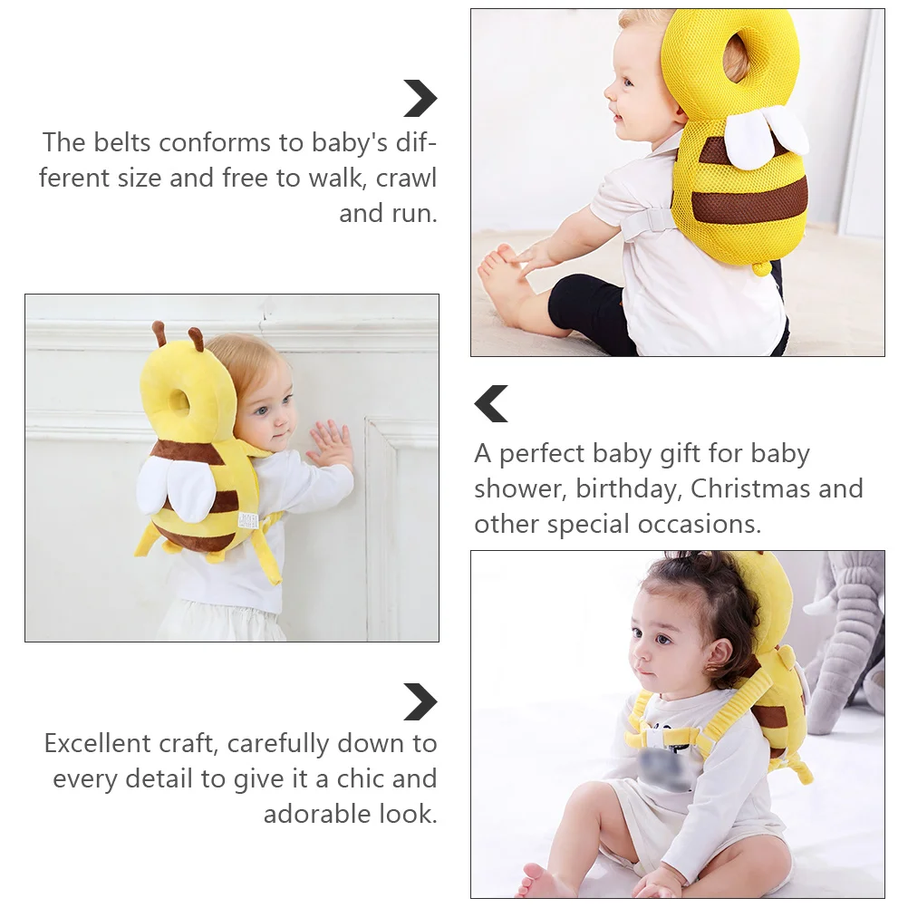 

Cute Cartoon Bee Baby Head Protector Cushion Backpack For Walking Crawling Toddler Newborn Infant Cotton