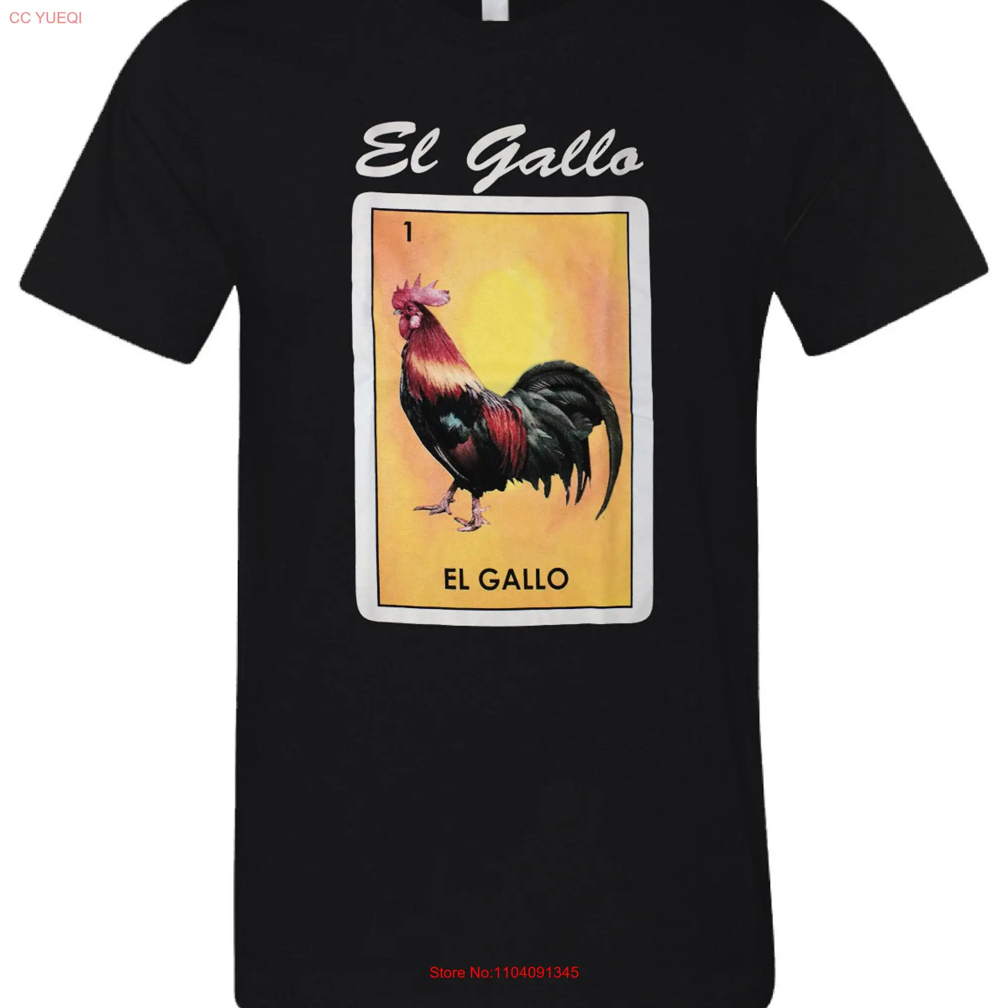 El Gallo Loteria Mexican Bingo T Shirt Novelty Funny Family Black New long or short sleeves