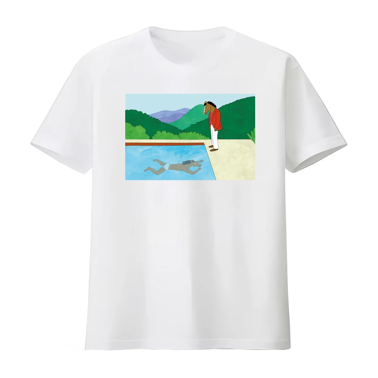 Horsing around T-Shirt Summer Casual Cotton Tee Oversized Streetwear Tops Vintage Graphic Print Loose Fit Short Sleeve