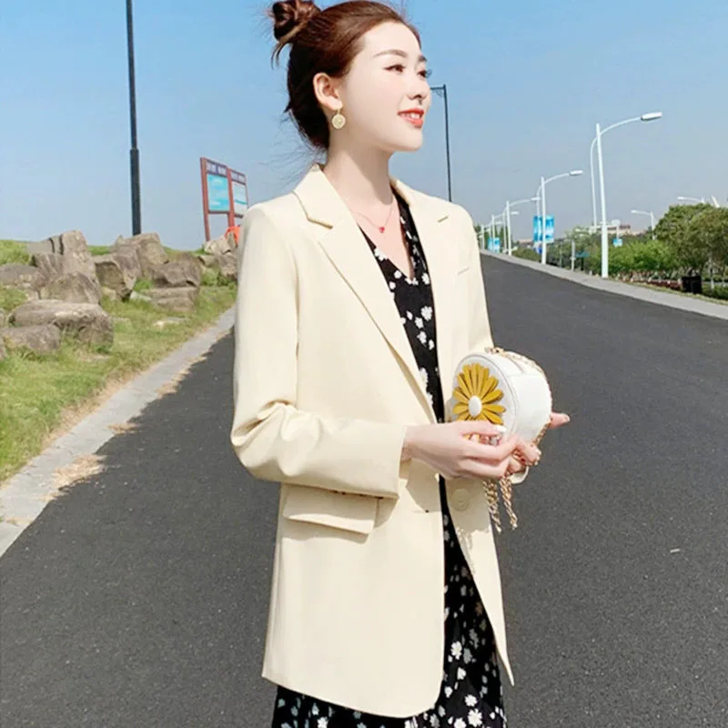 

Женский повседневный однобортный пиджак, однотонный, простой, машинная стирка, с передними карманами, пиджаки, универсальная офисная куртка