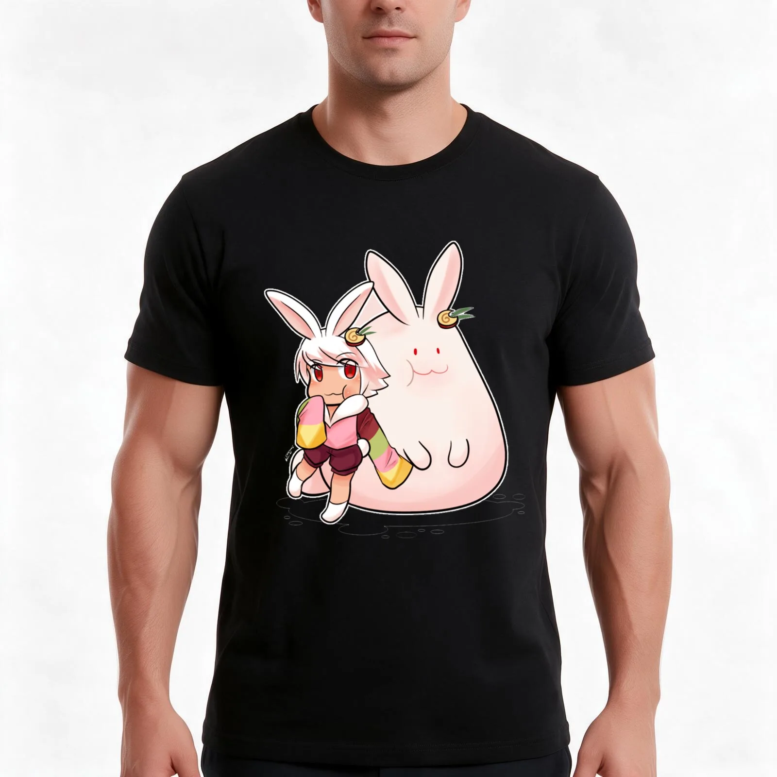 moon rabbit cookie run kingdom almond For strawberry cake Kawaii T-Shirt Summer Casual Cotton Tee Oversized Streetwear Tops