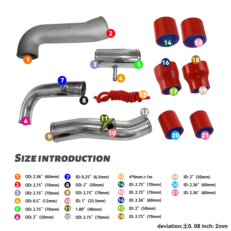 Upgrade Front Intercooler Piping for Scion FR-S 13-16 Subaru BRZ 13-21 Toyota GT86 17-21 FA20 2.0L