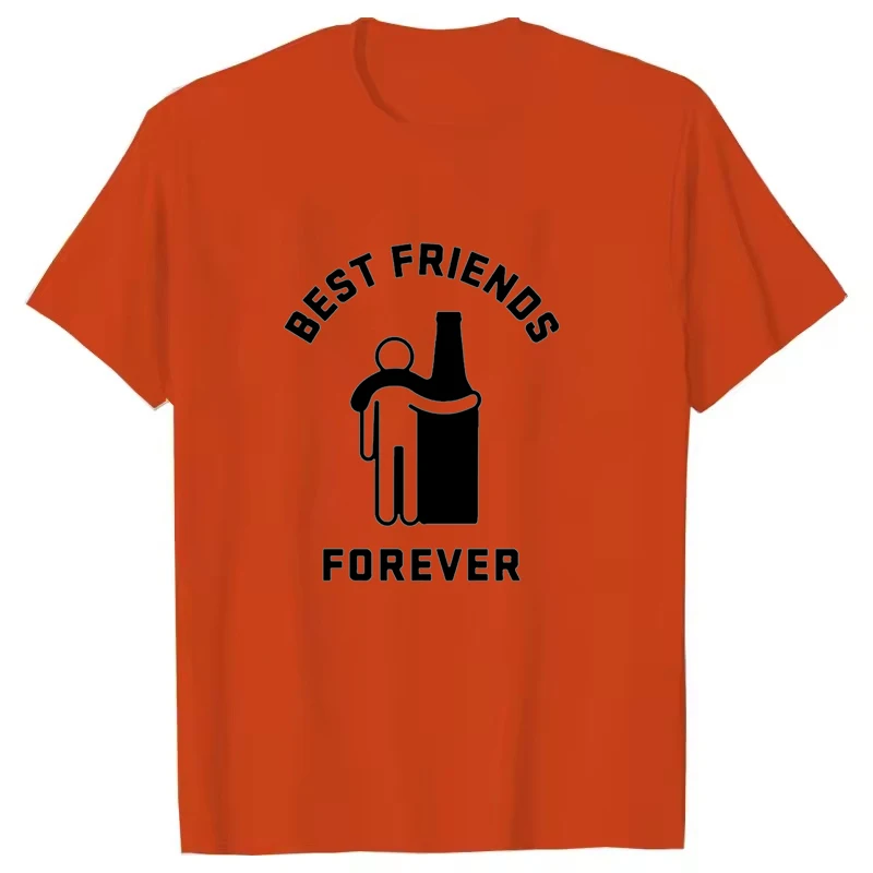 Neues Lustiges BEST FRISNDS FOREVER Aufdruck T-Shirt Kurzarm O-Ausschnitt Locker Sitzend Herren Damen Sommer Cooles T-Shirt Unisex Tee Shirt Top Shirts – Detail 2