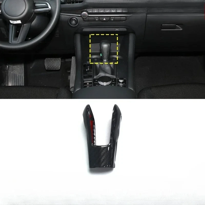 

For Mazda 3 Real Dry Carbon Fiber Central Control Gear Head Back Cover Automotive Interior Modification 2020-2022 Accessories