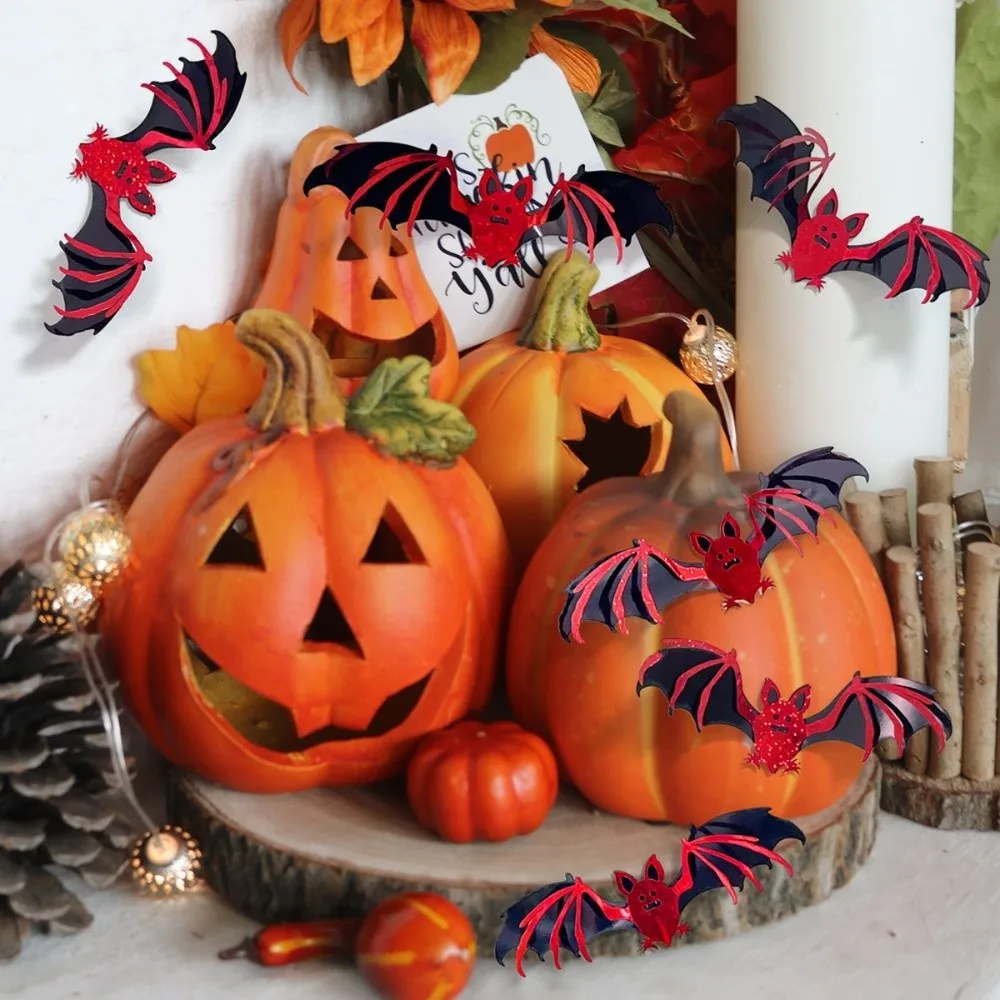 

Festival Double Layer Halloween Bat Stickers PVC DIY Hollow Out Bat Wall Stickers Red Black 3D Wallpaper Decal Home Decoration