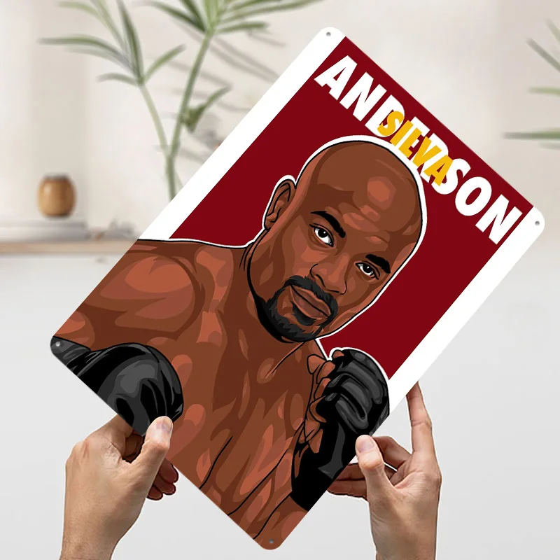 أندرسون سيلفا علامة معدنية الملاكمة جدار الفن رجل الكهف خمر ريترو تين علامات للمنزل غرفة الديكور الحلي فن الجداريات في