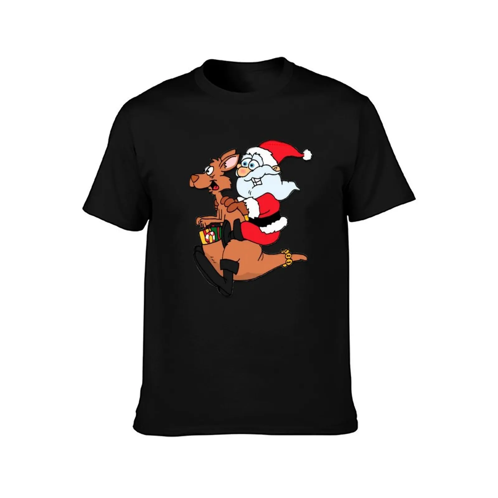 Santa and flying Kangaroo T-Shirt Odor Resistant Short Sleeve Top T-Shirt