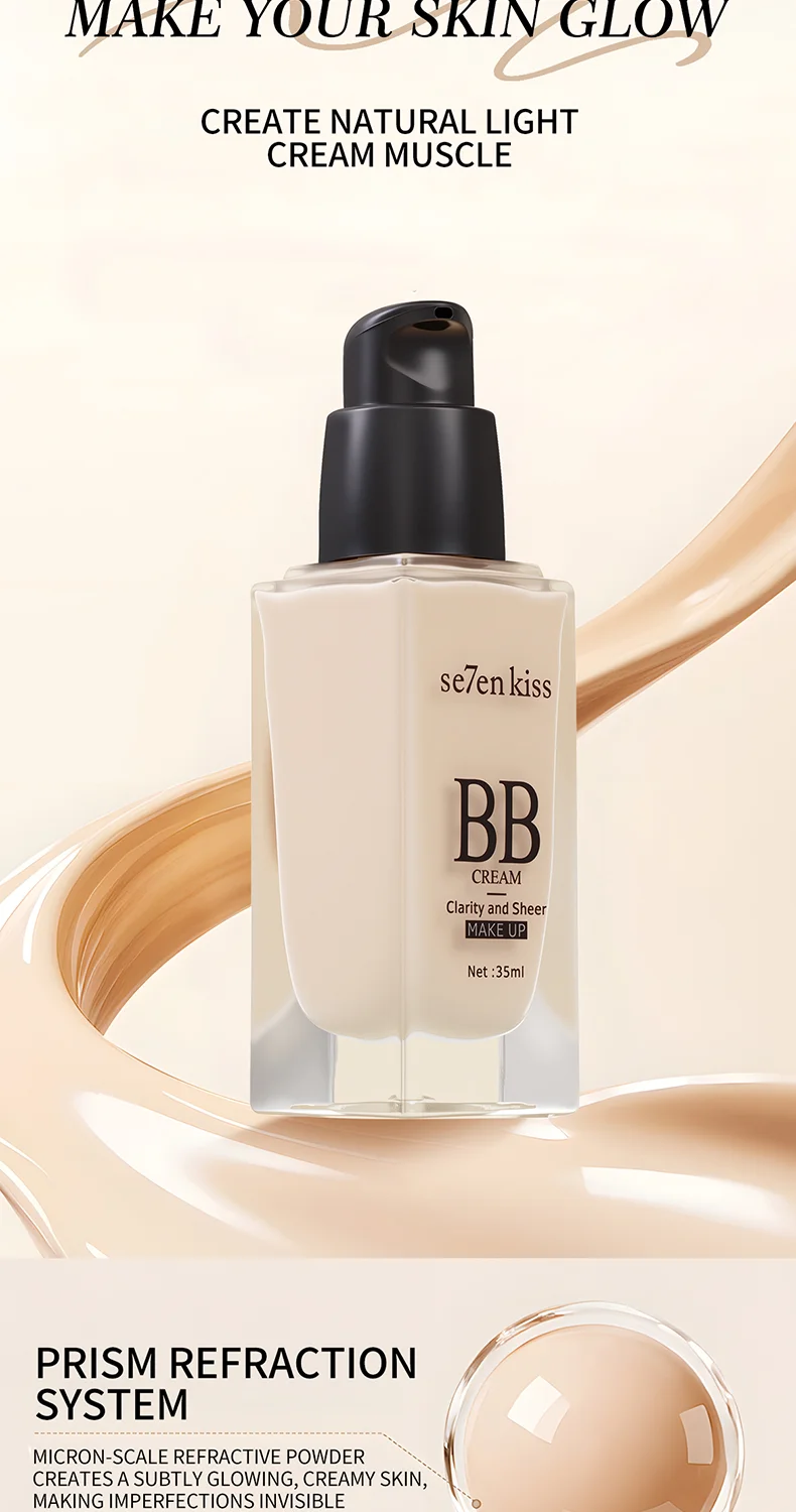 Lightweight Waterproof BB Cream, Long-Lasting Formula, Refreshing and Comfortable, Creating a Natural Makeup Look S6f52af91b6e34929a21dd8ee7336033ar