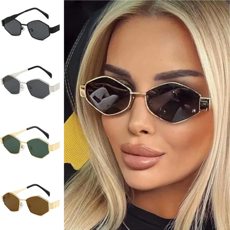 

Fashion Polygon Sun Glasses Simplity Anti-UV Spectacles Alloy Eyeglasses Small Frame Google Ornamental Retro Sunglasses