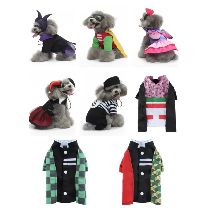 

Funny Pets Cosplay Costume Demonn Slayer Butterfly Witch Superhero Dogs Cats Superdog Outfits Halloween Carnival Party Dress Up