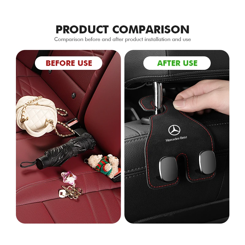 Car Seat Back Hook Hanger Pouch Clothes Hanging Fastener Clip For Mercedes Benz CLK GLC W212 C200 C300 W203 W204 W205 W169 W176 - view 5