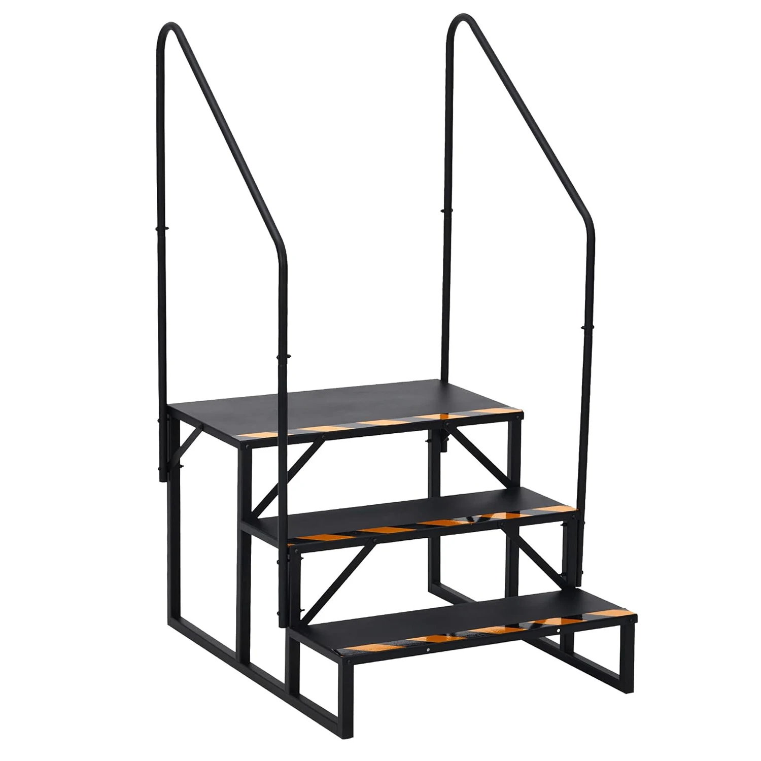 

3-Step RV Steps with Dual Handrails, Hot Tub Steps, Outdoor Step Ladder– Heavy-Duty RV Stairs for Camper, Trailer & Porch