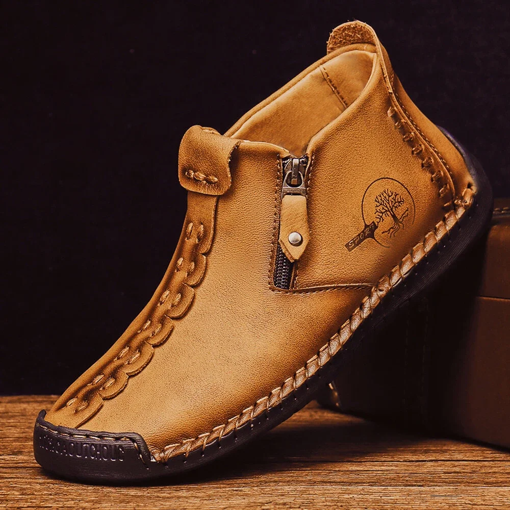 

Новые осенне-зимние мужские короткие ботинки, модные ботинки на молнии, мужские ботинки ручной работы большого размера с закрытым носком