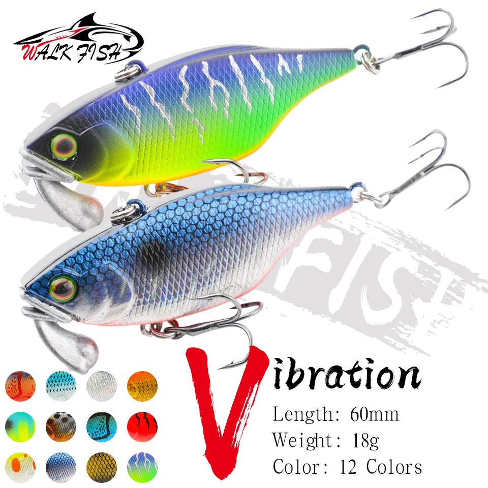 WALK FISH 60mm 18g Testar Jig Head Vibration Bait Long Casting VIB Wobblers Swimbait Fishing Lures Winter Ice Fishing Trout Pike