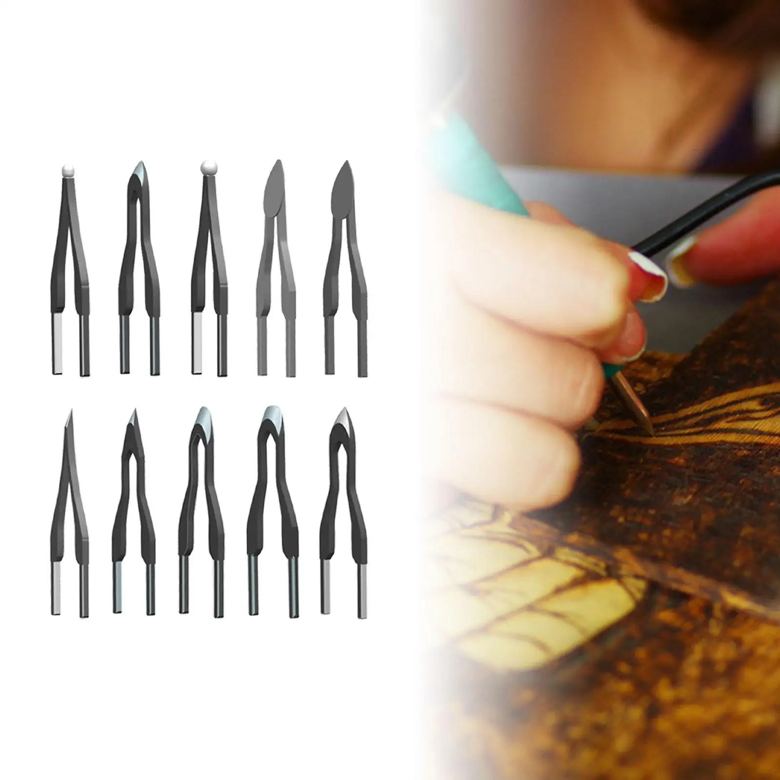 10x Pyrography Pen Tips Portable Hot Stamping Welding Wood Burning Wire Nibs