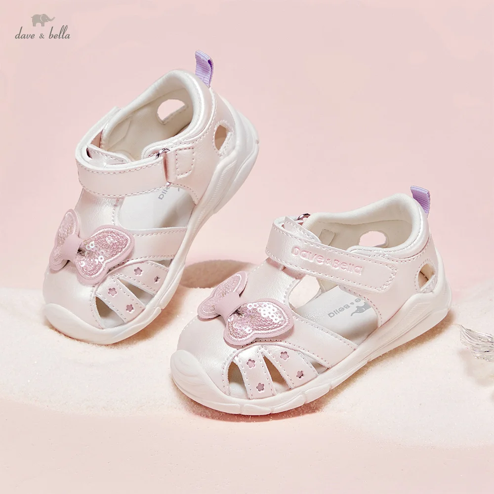 

Детские сандалии Dave Bella для девочек, летние, с мягкой подошвой, с бантом, повседневные, антибактериальные, пляжные, для первых шагов DB2222058-A