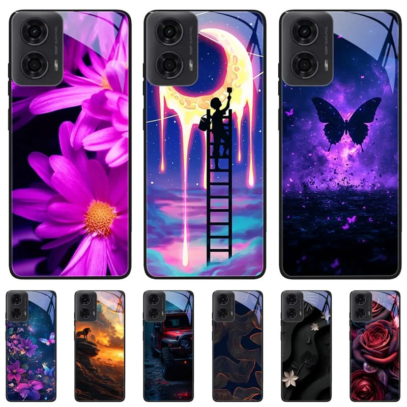 Funda para Motorola Moto G24 Power, cubierta de vidrio templado para Moto G24 G 24 Power, parachoques trasero duro, Fundas Coque, carcasas negras
