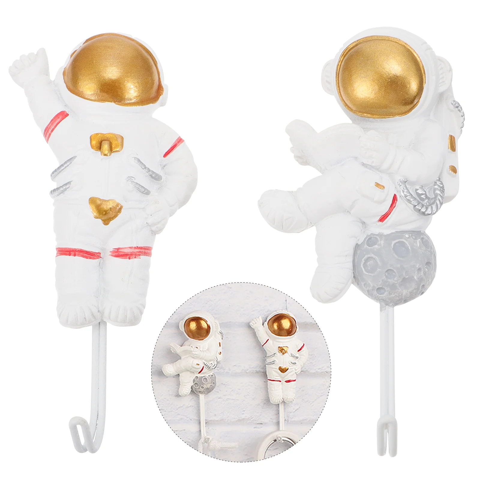 2 Pcs Coat Rack Astronaut Hook up Wall Hangers Pretty Ornament Organizer Practical Space Towel