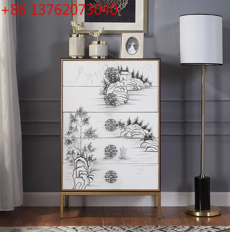 خزانة غرفة المعيشة الجديدة المصنوعة من الخشب الصلب لتخزين غرفة النوم بأدراج مطلية، وخزانة المدخل مقابل تخزين الحائط #1