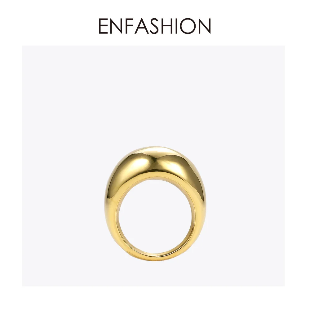 ENFASHION Punk Blank Ring Gold Color Stainless Steel Lady Simple Finger Rings For Women Minimalist Fashion Jewelry Gifts R194022