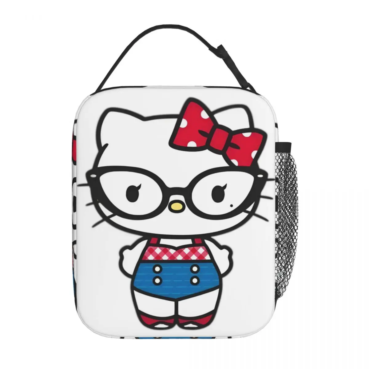 

Hello Kitty Wearing Glasses Insulated Lunch Bag Kawaii Storage Food Box Portable Cooler Thermal Lunch Box For School Office