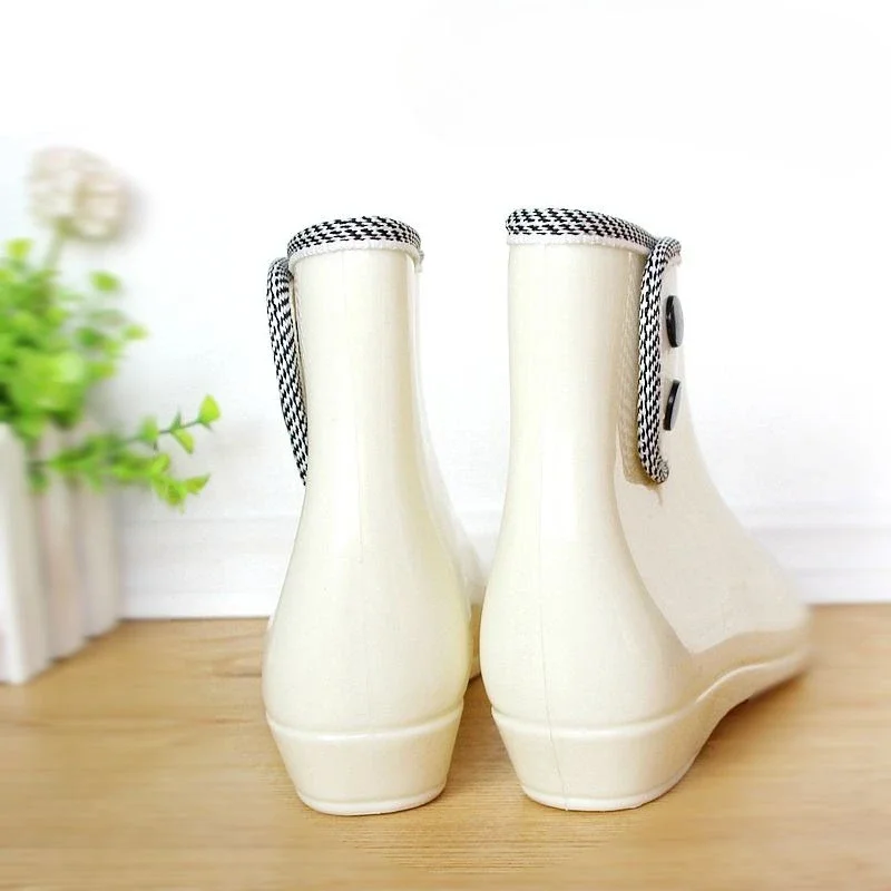 Women Ankle Rain Boots Fashion Korean Style Waterproof Anti Slip Warm Work Shoes for Kitchen Daily Use