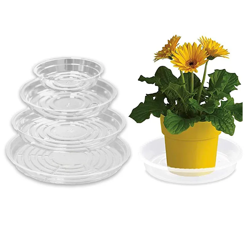 5pcs Garden Plant Saucer Plastic Clear Drip Tray Round Flower Pot Base Snack Container Desktop Trash Storage Drip Trays Set