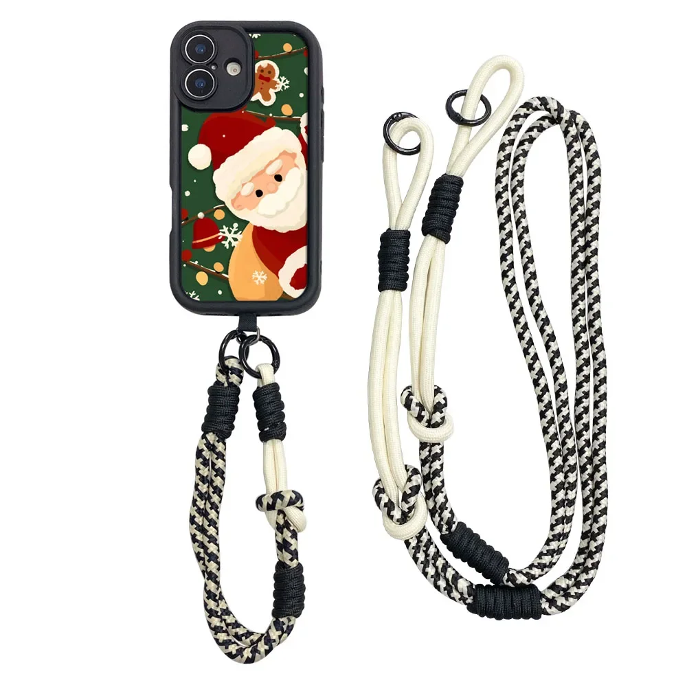 2025 natal papai noel caso para samsung s25 s24 s23 s22 s21 plus ultra s23 s24 fe corrente de pulso crossbody cordão capa do telefone