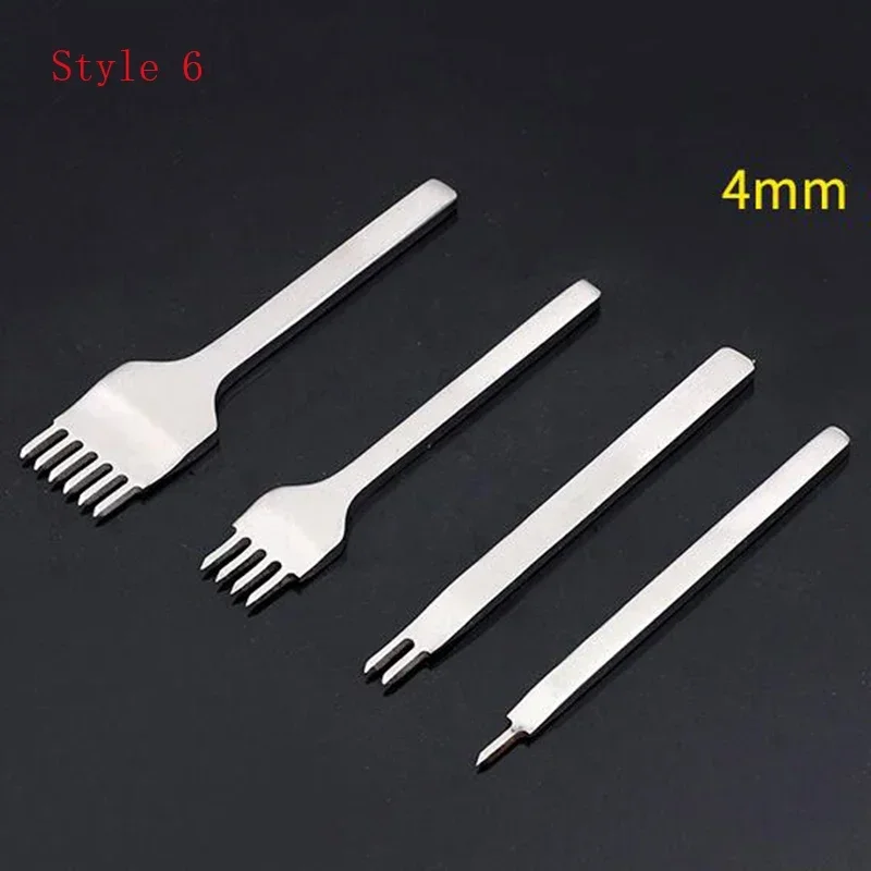 3/4/5/6Mm Afstand Punch Tool Voor Lederen Gat Ponsen Tool Vetersluiting Stiksels Naaien Diy leer Hobbygereedschappen 1/2/4/6 Prong