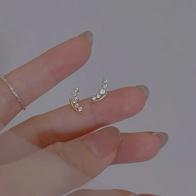 New Fashion Cute Zircon Star Stud Earrings For Women Exquisite Heart Sweet Ear Girlfriend Jewelry Accessories Gifts